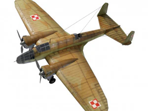 PZL37 ムース ローポリ 第二次世界大戦爆撃機 3Dモデル