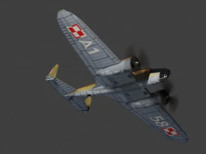 PZL37 Moose lowpoly WW2 bomber 3D Model