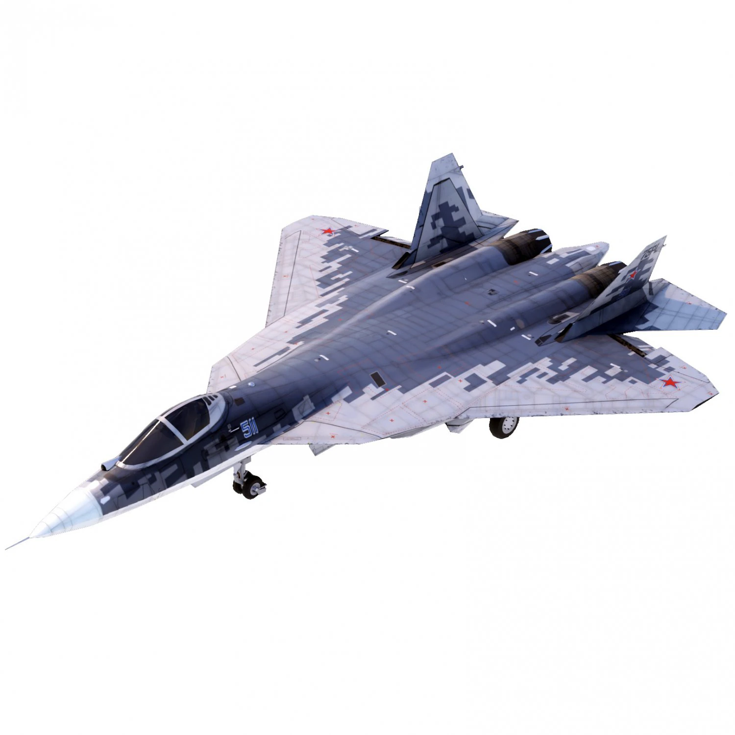 Sukhoi SU-57 Felon 3D Model .c4d .max .obj .3ds .fbx .stl .blend 