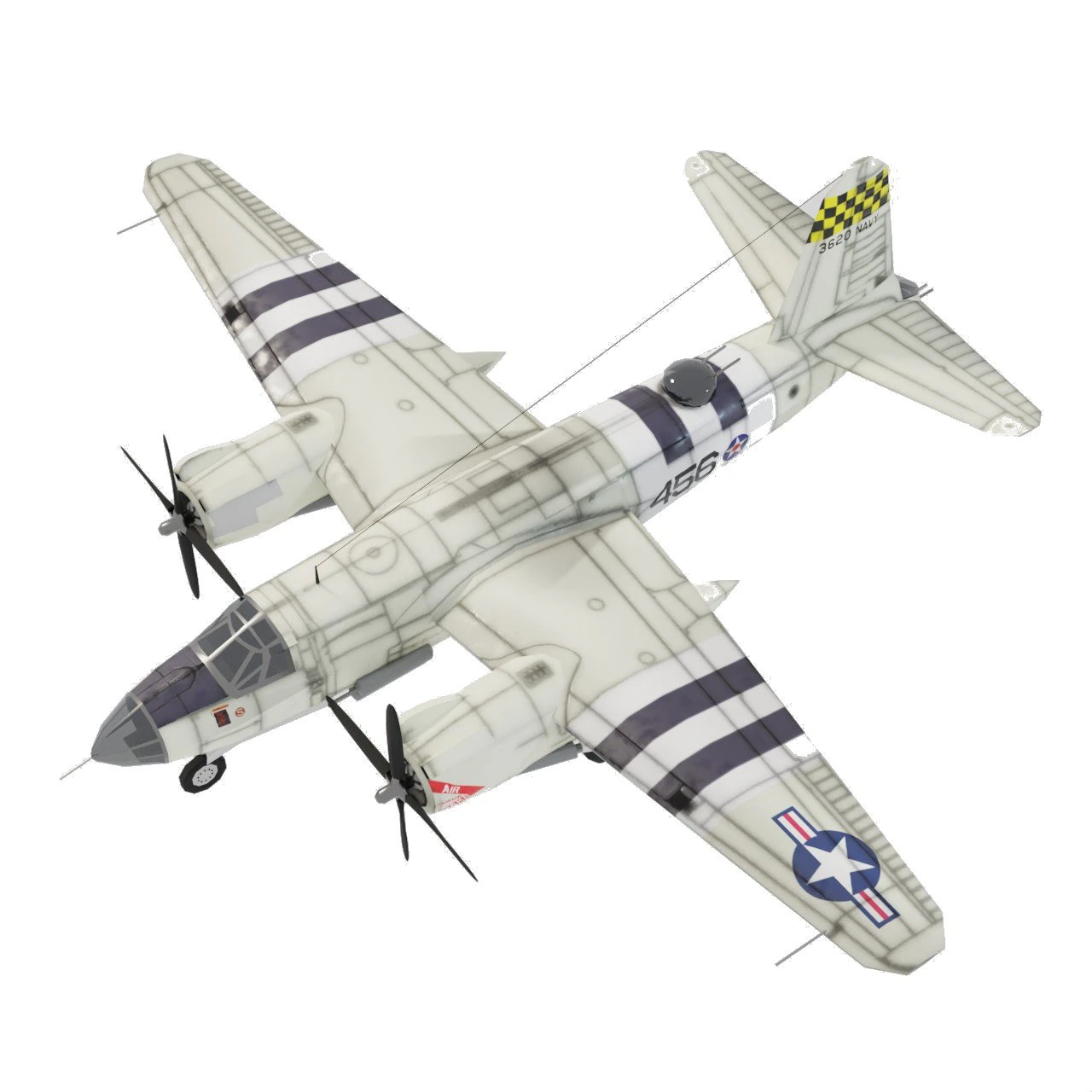 Martin B-26 Marauder lowpoly WW2 bomber 3D Model .c4d .max .obj .3ds .fbx .stl .blend