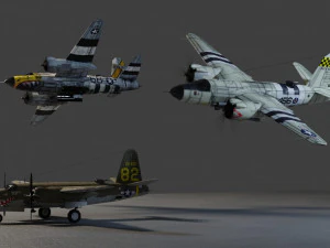 Martin B-26 Marauder lowpoly WW2 bomber 3D Model