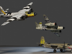 Martin B-26 Marauder lowpoly WW2 bomber Modello 3D