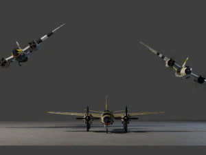 Martin B-26 Marauder lowpoly WW2 bomber 3D Model