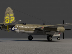 Martin B-26 Marauder lowpoly WW2 bomber Modello 3D