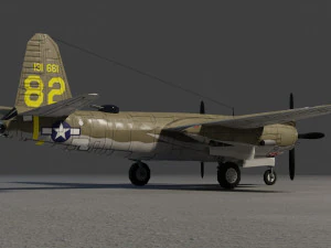 Martin B-26 Marauder lowpoly WW2 bomber 3D Model