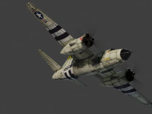 Martin B-26 Marauder lowpoly WW2 bomber 3D Model