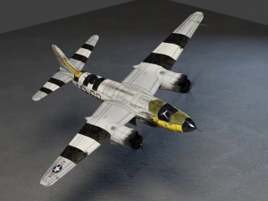 Martin B-26 Marauder lowpoly WW2 bomber 3D Model