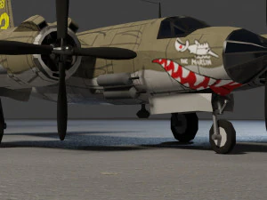 Martin B-26 Marauder lowpoly WW2 bomber 3D Model
