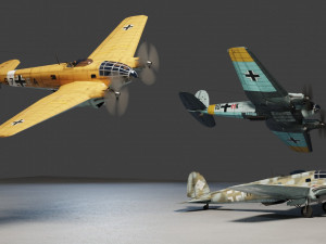 Heinkel He-111 lowpoly WW2 bomber 3D Model