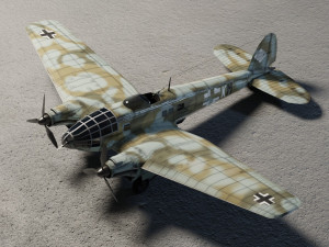 Heinkel He-111 lowpoly WW2 bomber 3D Model