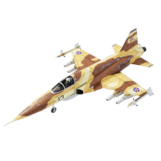 Northrop F-5 Tiger lowpoly jet fighter 3D Model .c4d .max .obj .3ds .fbx .stl .blend 