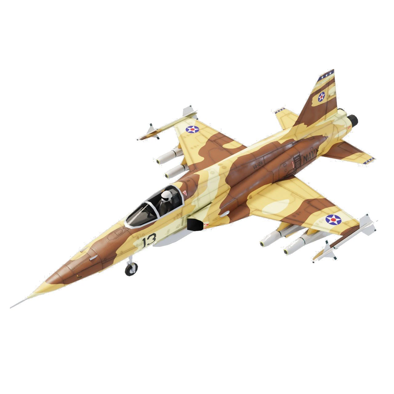 Myśliwiec lowpoly Northrop F-5 Tiger Model 3D .c4d .max .obj .3ds .fbx .stl .blend 