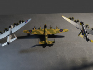 Avro Lancaster lowpoly WW2 bomber 3D Model