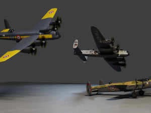 Avro Lancaster lowpoly WW2 bomber 3D Model