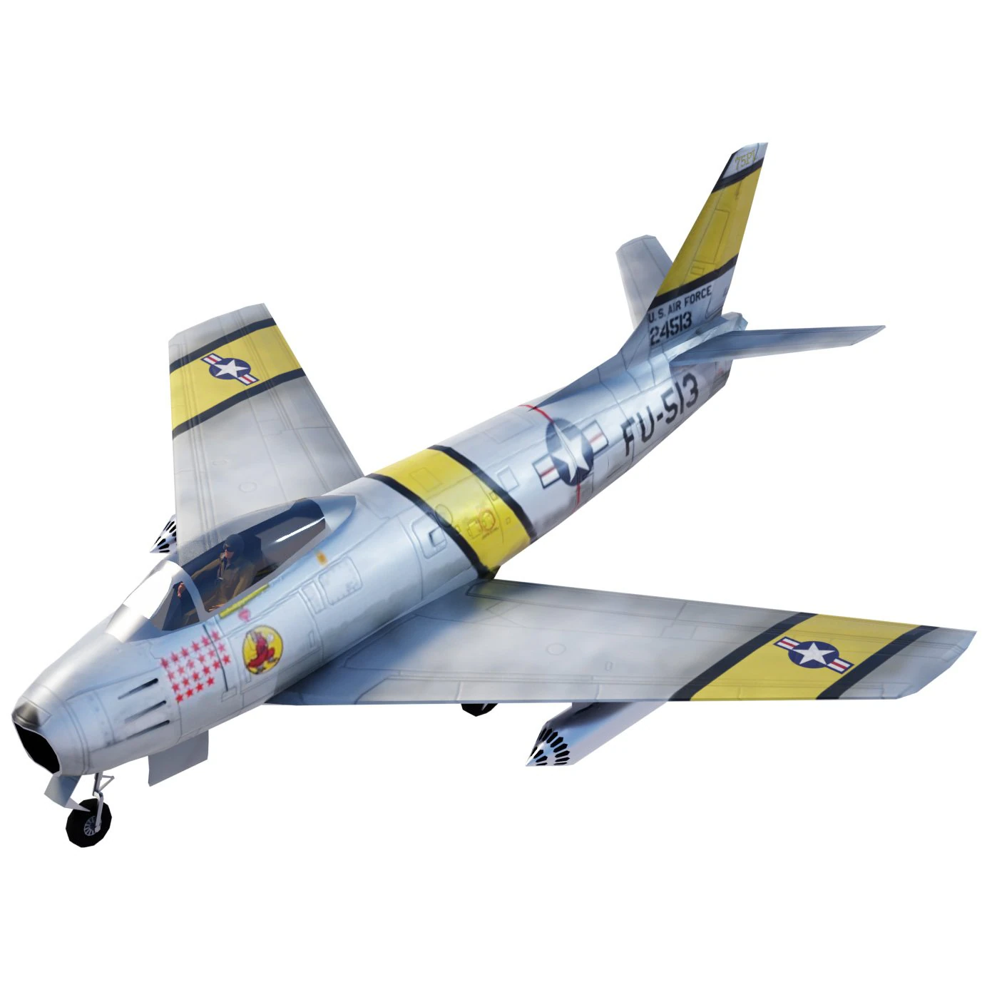 North American F-86 Sabre 3D Model .c4d .max .obj .3ds .fbx .stl .blend