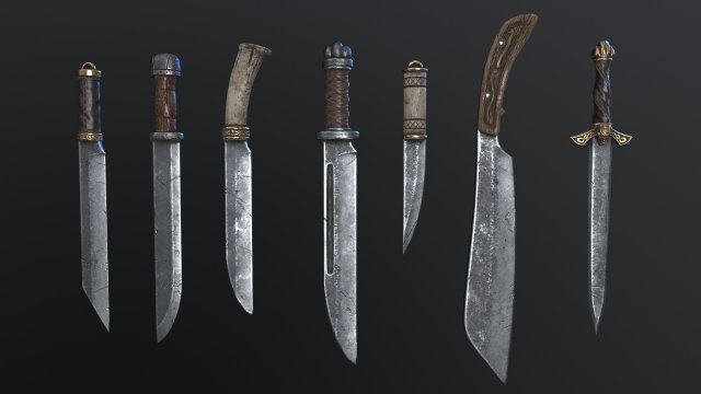 vikings swords and knifes set 3D Model .c4d .max .obj .3ds .fbx .stl .blend 