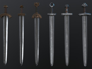 vikings swords and knifes set 3D Model