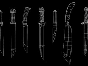 vikings swords and knifes set 3D Model