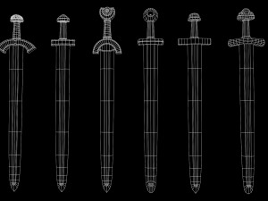 vikings swords and knifes set 3D Model