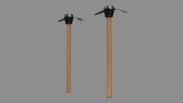 pickaxe - low and high poly Modelo 3D .c4d .max .obj .3ds .fbx .stl .blend 