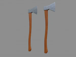 hache - low et high poly Modèle 3D