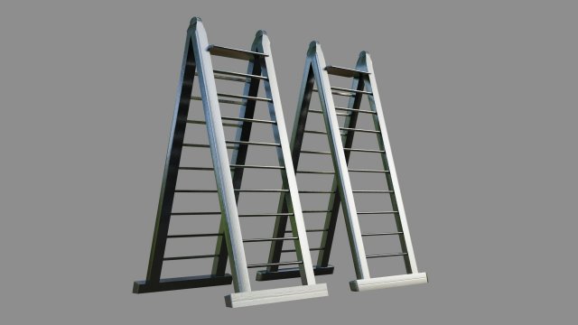 metal ladder - low and high poly Modelo 3D .c4d .max .obj .3ds .fbx .stl .blend 