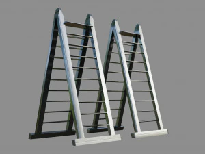 metal ladder - low and high poly 3D Model
