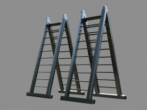 metal ladder - low and high poly Modelo 3D