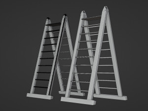 metal ladder - low and high poly Modelo 3D