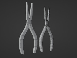 pliers - low and high poly Model 3D