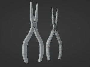 pliers - low and high poly 3D Model