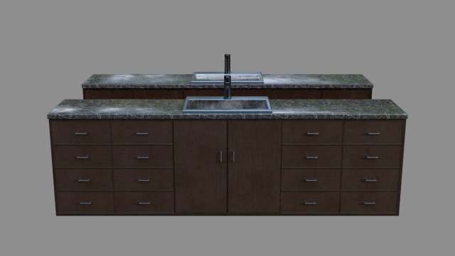 sink with cabinet - low and high poly 3D Model .c4d .max .obj .3ds .fbx .stl .blend 
