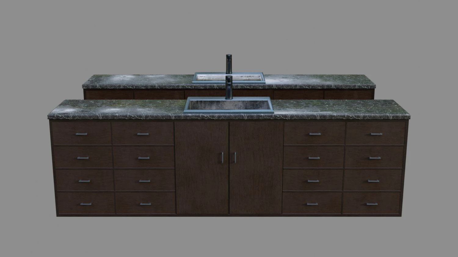 sink with cabinet - low and high poly 3D Model .c4d .max .obj .3ds .fbx .stl .blend 