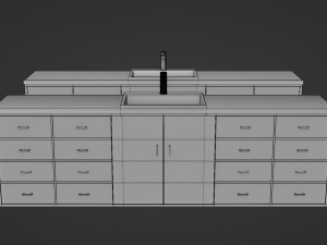 sink with cabinet - low and high poly 3D Model