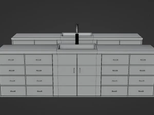 sink with cabinet - low and high poly 3D Model