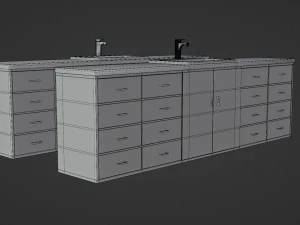 sink with cabinet - low and high poly 3D Model