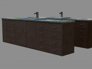 sink with cabinet - low and high poly 3D Model