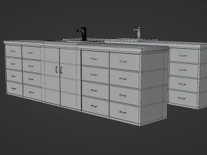 sink with cabinet - low and high poly 3D Model