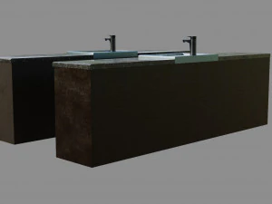 sink with cabinet - low and high poly 3D Model