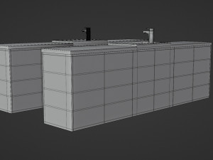sink with cabinet - low and high poly 3D Model