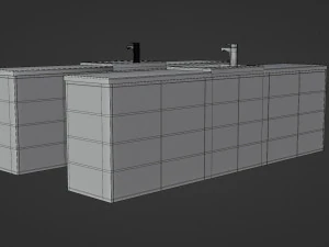 sink with cabinet - low and high poly 3D Model