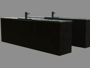 sink with cabinet - low and high poly 3D Model