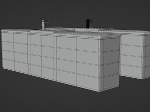 sink with cabinet - low and high poly 3D Model