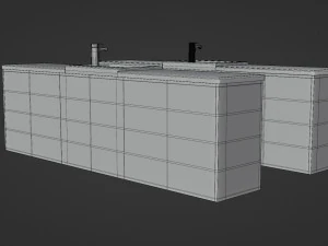sink with cabinet - low and high poly 3D Model