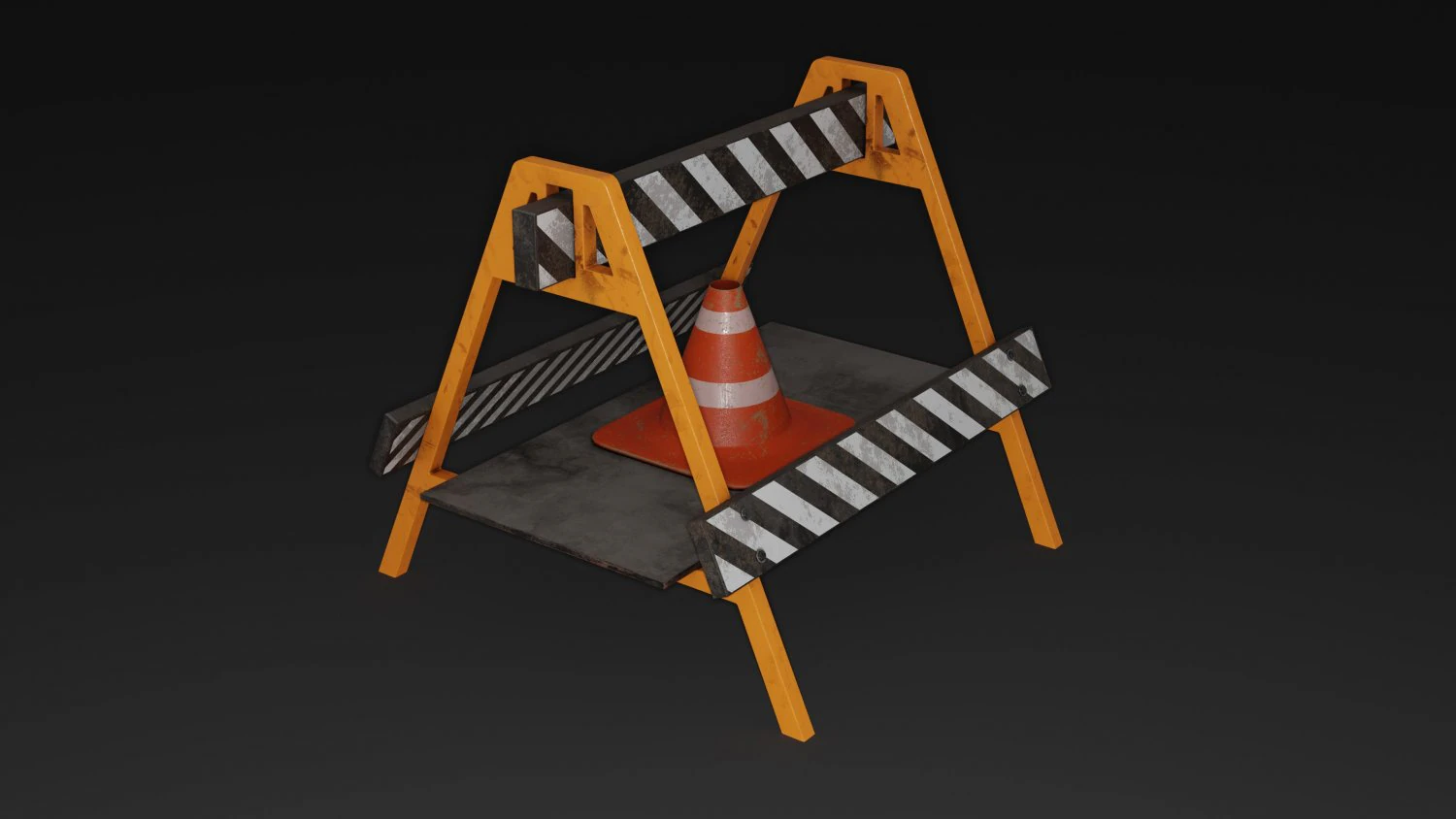 Safety Barrier 3D Model .c4d .max .obj .3ds .fbx .stl .blend 
