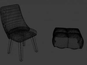 ottoman and chair 3D Model