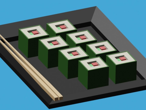 Low-Poly Sushi - Stylized and Game-Ready Low-poly Modèle 3D