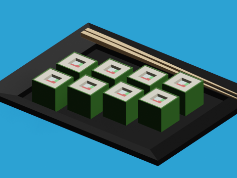 Low-Poly Sushi - Stylized and Game-Ready Low-poly 3D मॉडल