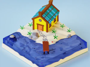 Een huis aan zee 3D Model
