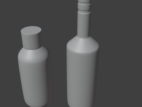 Plastic Bottle and Glass Wine Bottle - s with Materials Low-poly Model 3D